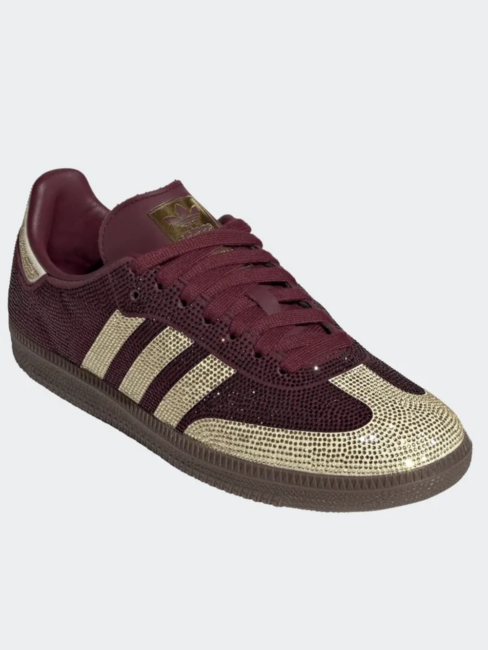 ✨🍷 ADIDAS SAMBA MAROON GOLD RHINESTONE 🍷✨ - Picture 3 of 5